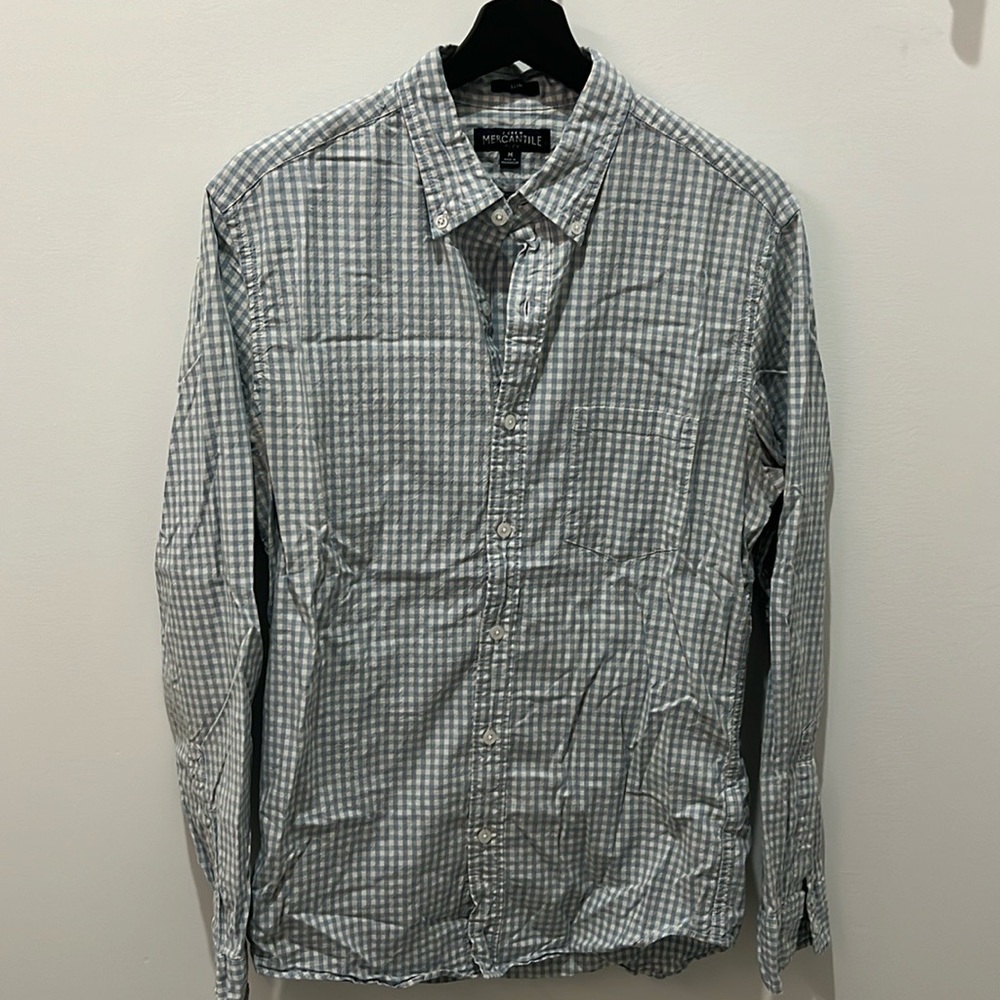 Men's Light Blue Gingham Checkered Shirt by J-Crew